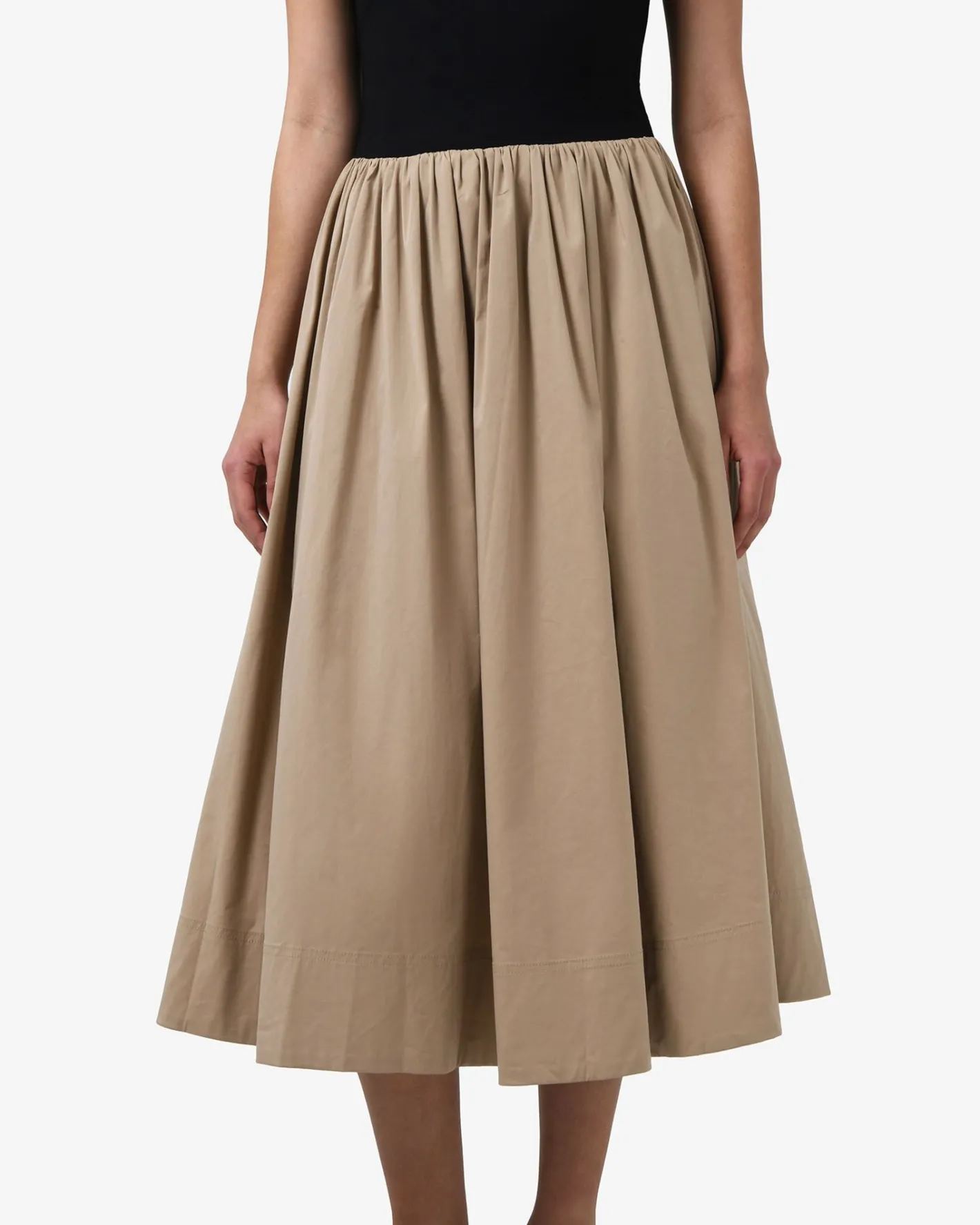 Forcast Soho Cotton & Knit Midi Dress Black & Camel Outlet