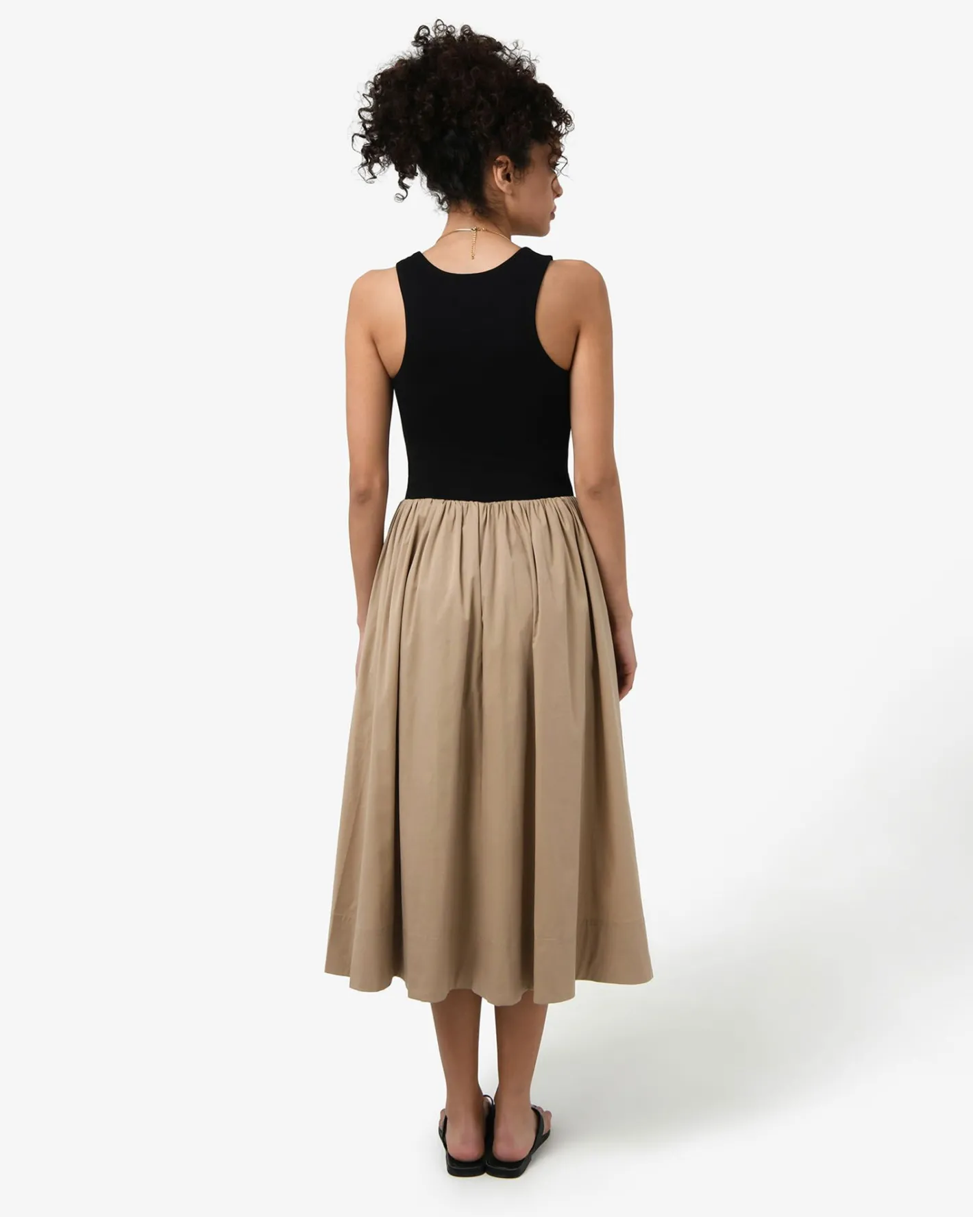 Forcast Soho Cotton & Knit Midi Dress Black & Camel Outlet