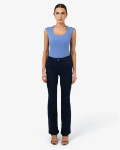 Forcast Soho Rounded Square Neck Top Periwinkle Best