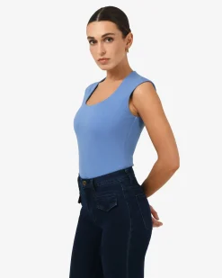 Forcast Soho Rounded Square Neck Top Periwinkle Best