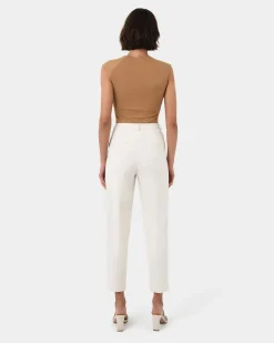 Forcast Soho Rounded Square Neck Top Light Camel Hot