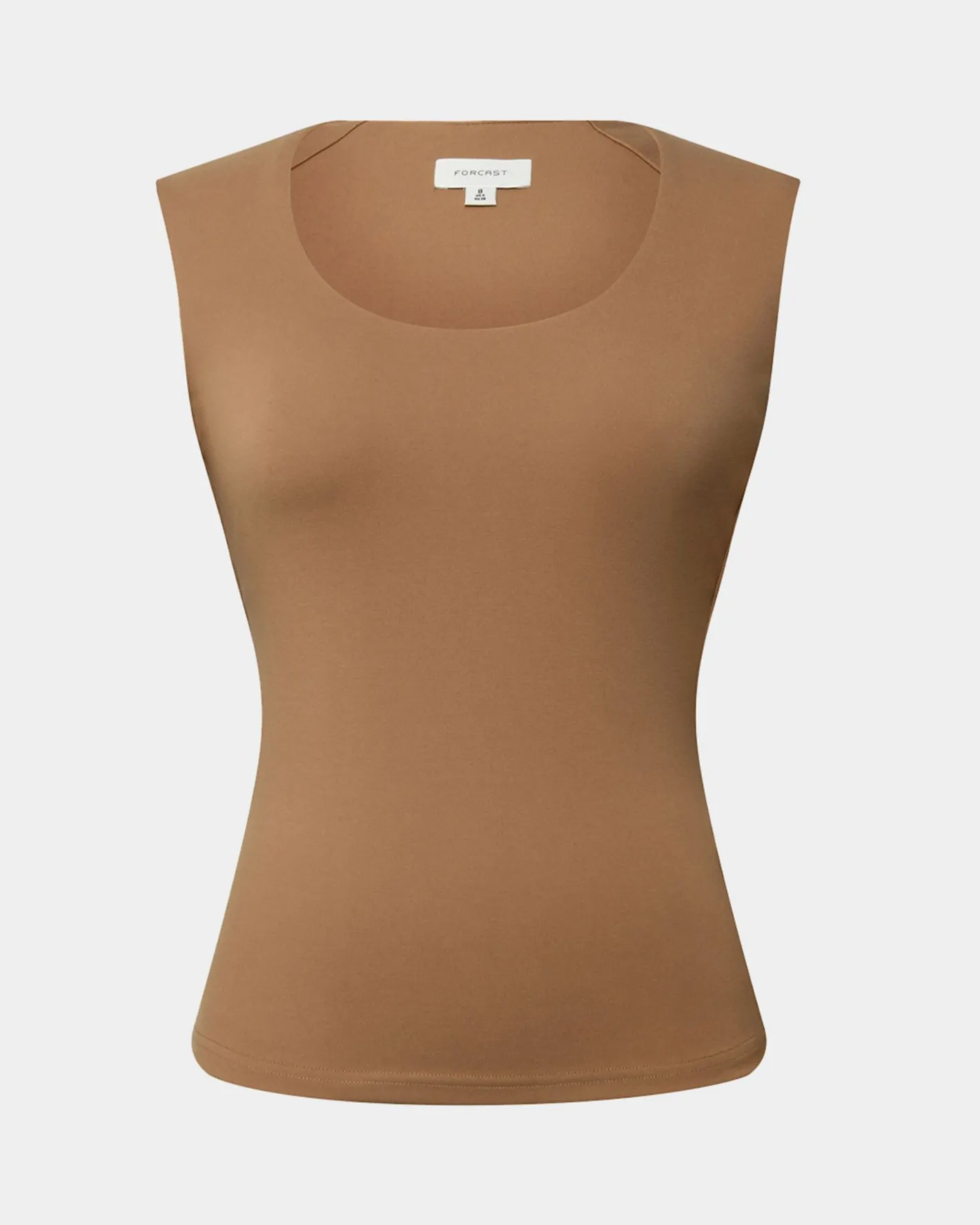 Forcast Soho Rounded Square Neck Top Light Camel Hot