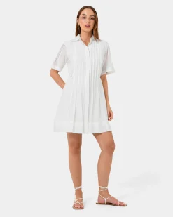 Forcast Sunshine Pleated Dress Ivory Hot