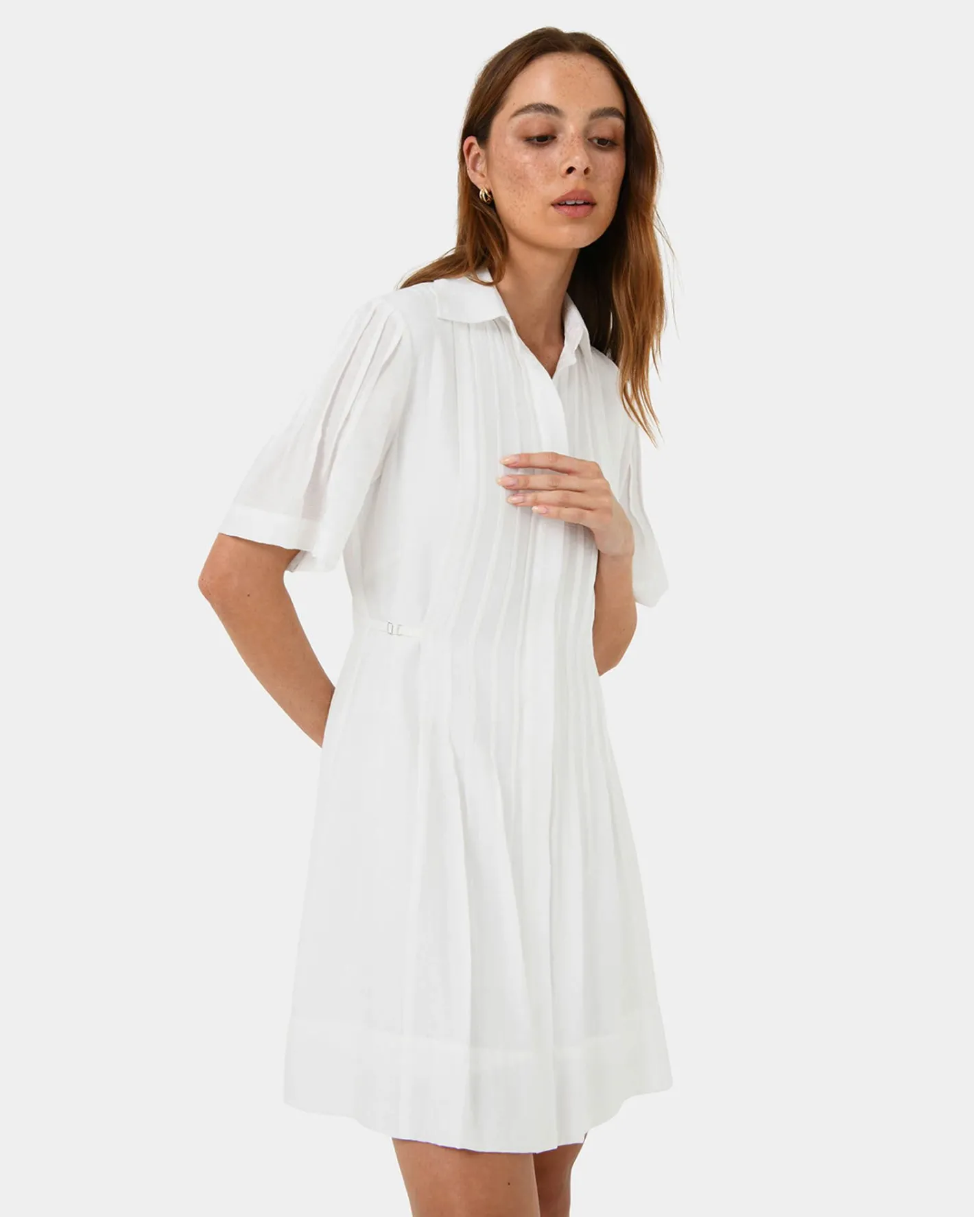 Forcast Sunshine Pleated Dress Ivory Hot