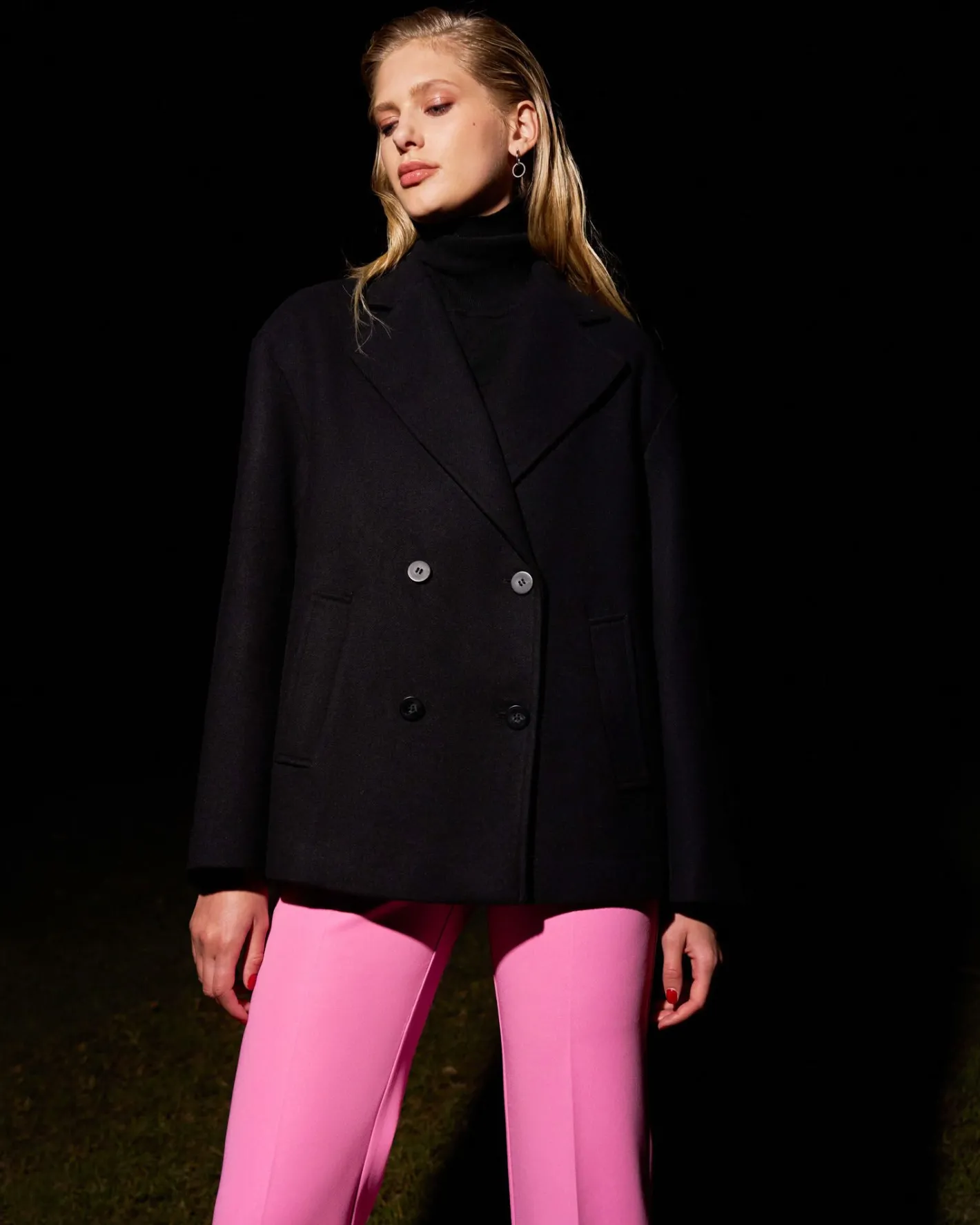 Forcast Tamara Cropped Peacoat Black Hot