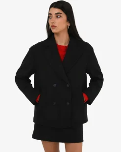 Forcast Tamara Cropped Peacoat Black Hot