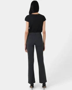 Forcast Tamera Pleated Round Neck Top Black Hot