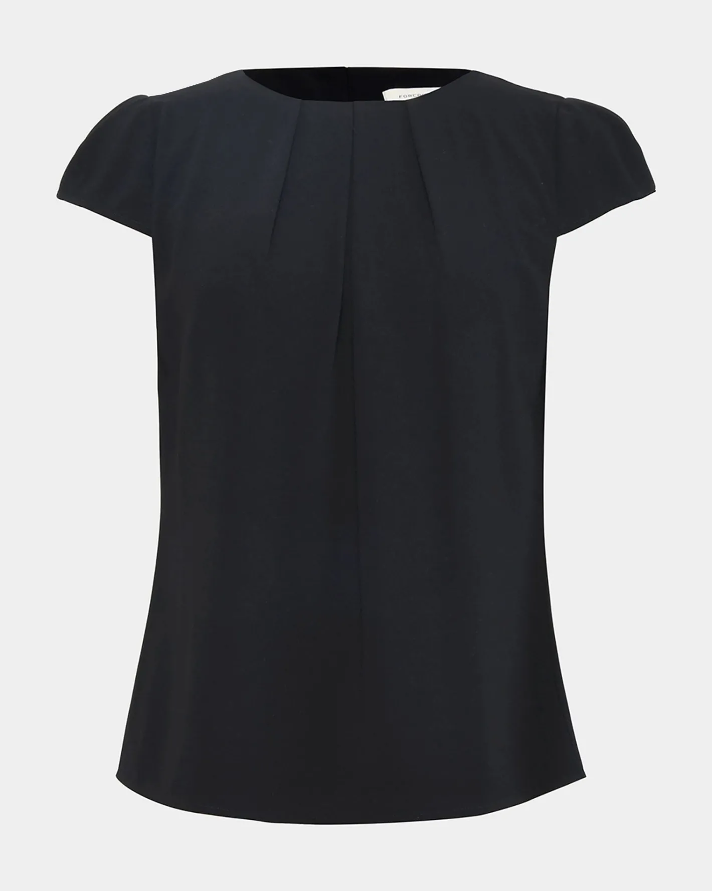 Forcast Tamera Pleated Round Neck Top Black Hot