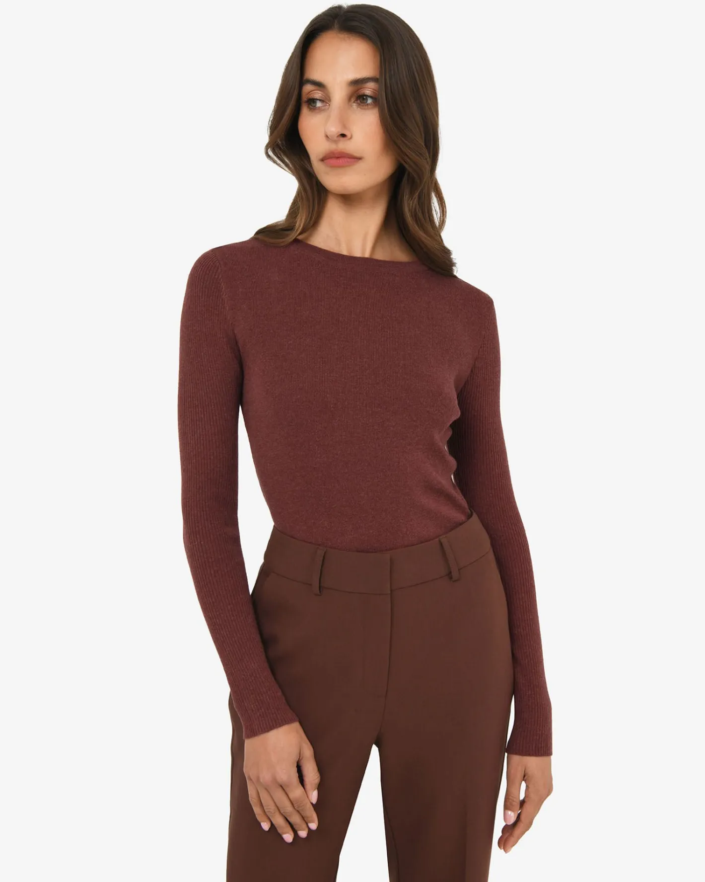 Forcast Tania Crew Neck Knit Clay Clearance