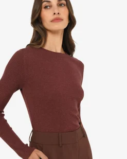 Forcast Tania Crew Neck Knit Clay Clearance