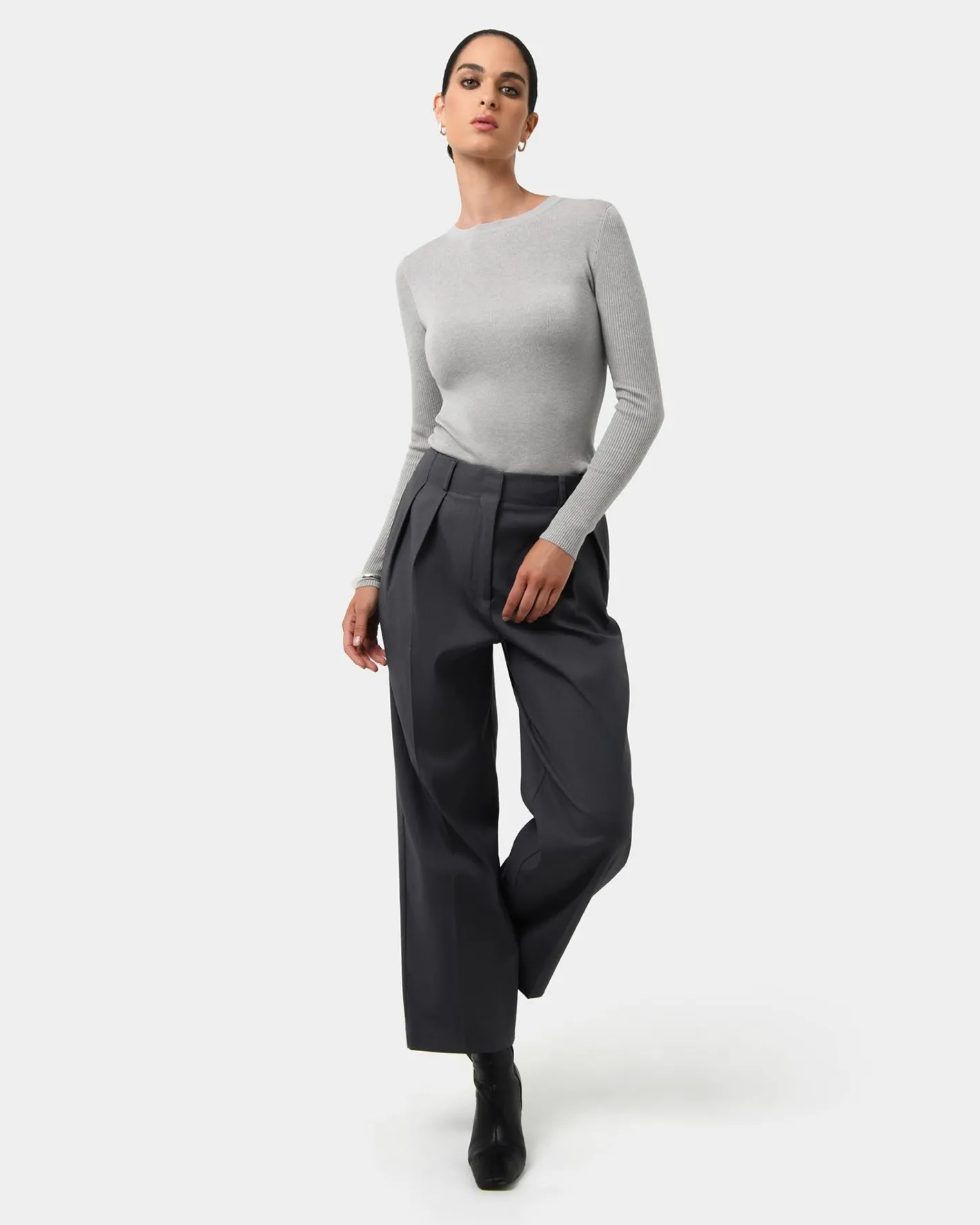 Forcast Tania Crew Neck Knit Grey Outlet