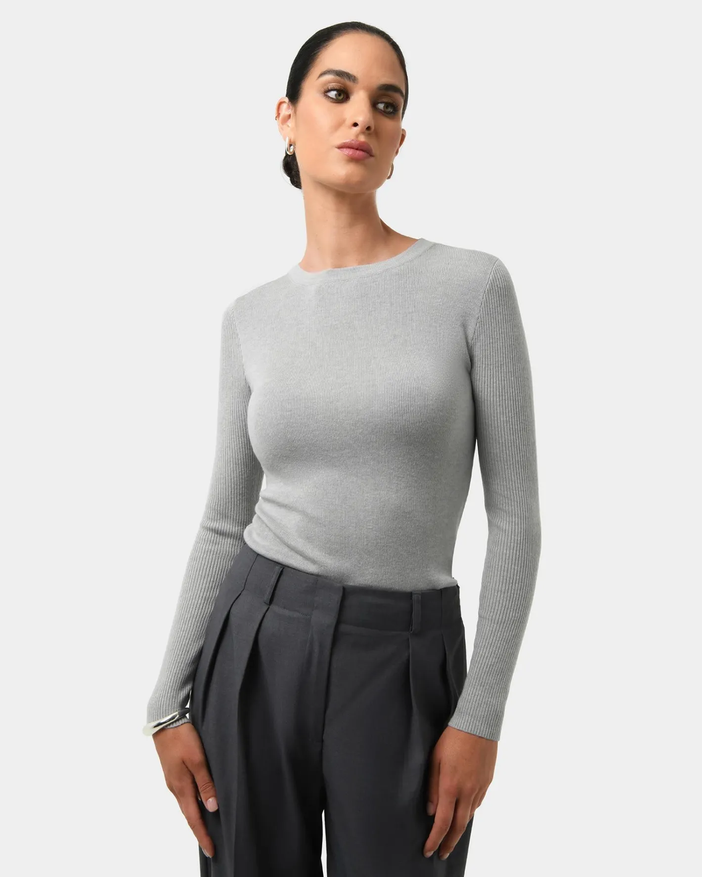 Forcast Tania Crew Neck Knit Grey Outlet