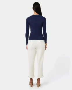 Forcast Tania Crew Neck Knit Navy
