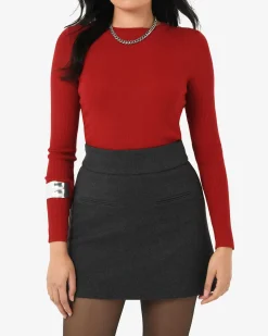Forcast Tania Crew Neck Knit Red Clearance