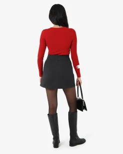 Forcast Tania Crew Neck Knit Red Clearance