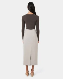 Forcast Tania Crew Neck Knit Walnut Clearance
