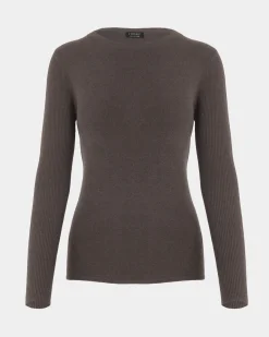 Forcast Tania Crew Neck Knit Walnut Clearance