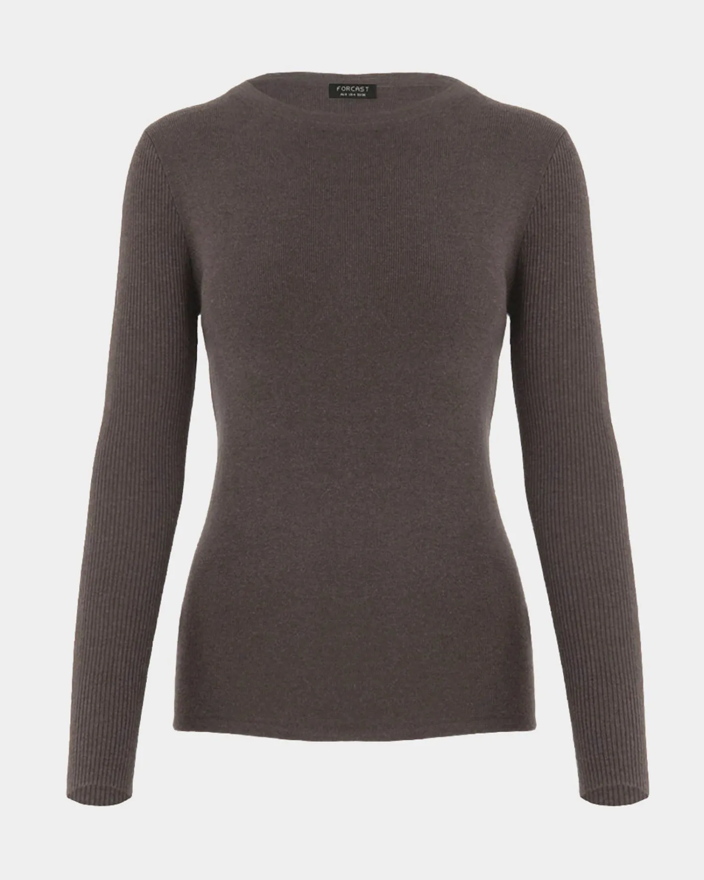 Forcast Tania Crew Neck Knit Walnut Clearance