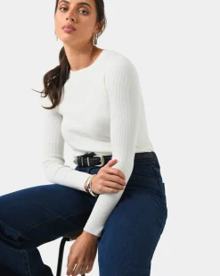 Forcast Tania Crew Neck Knit Ivory Sale