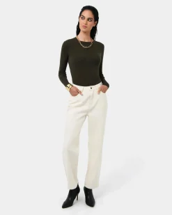 Forcast Tania Crew Neck Knit Khaki