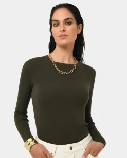 Forcast Tania Crew Neck Knit Khaki