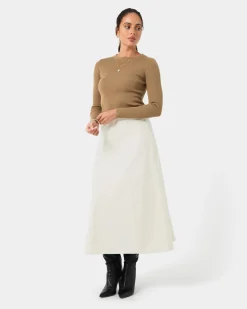 Forcast Tania Crew Neck Knit Tobacco