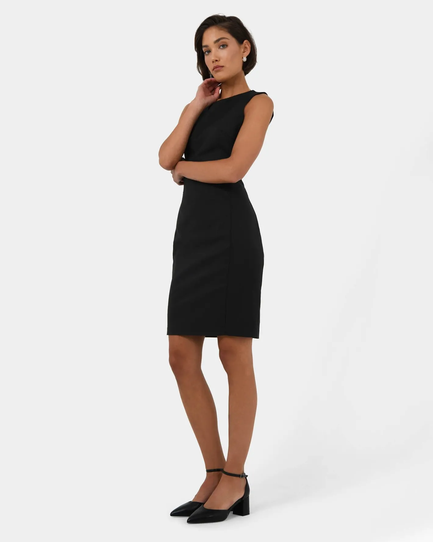 Forcast Taylor Fitted Dress Black New