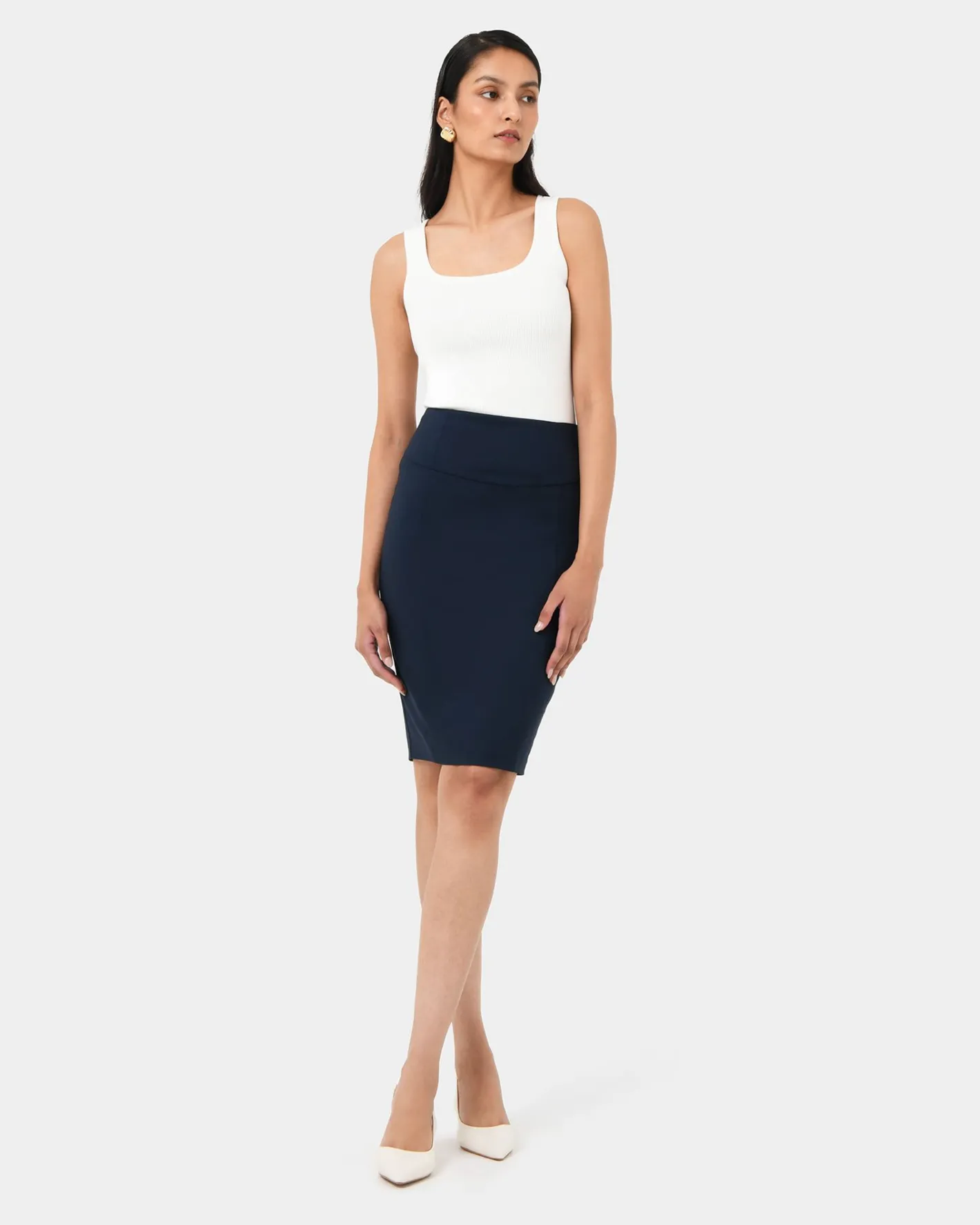Forcast Taylor Pencil Skirt Navy Best