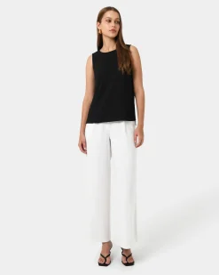 Forcast Tess Round Neck Top Black New