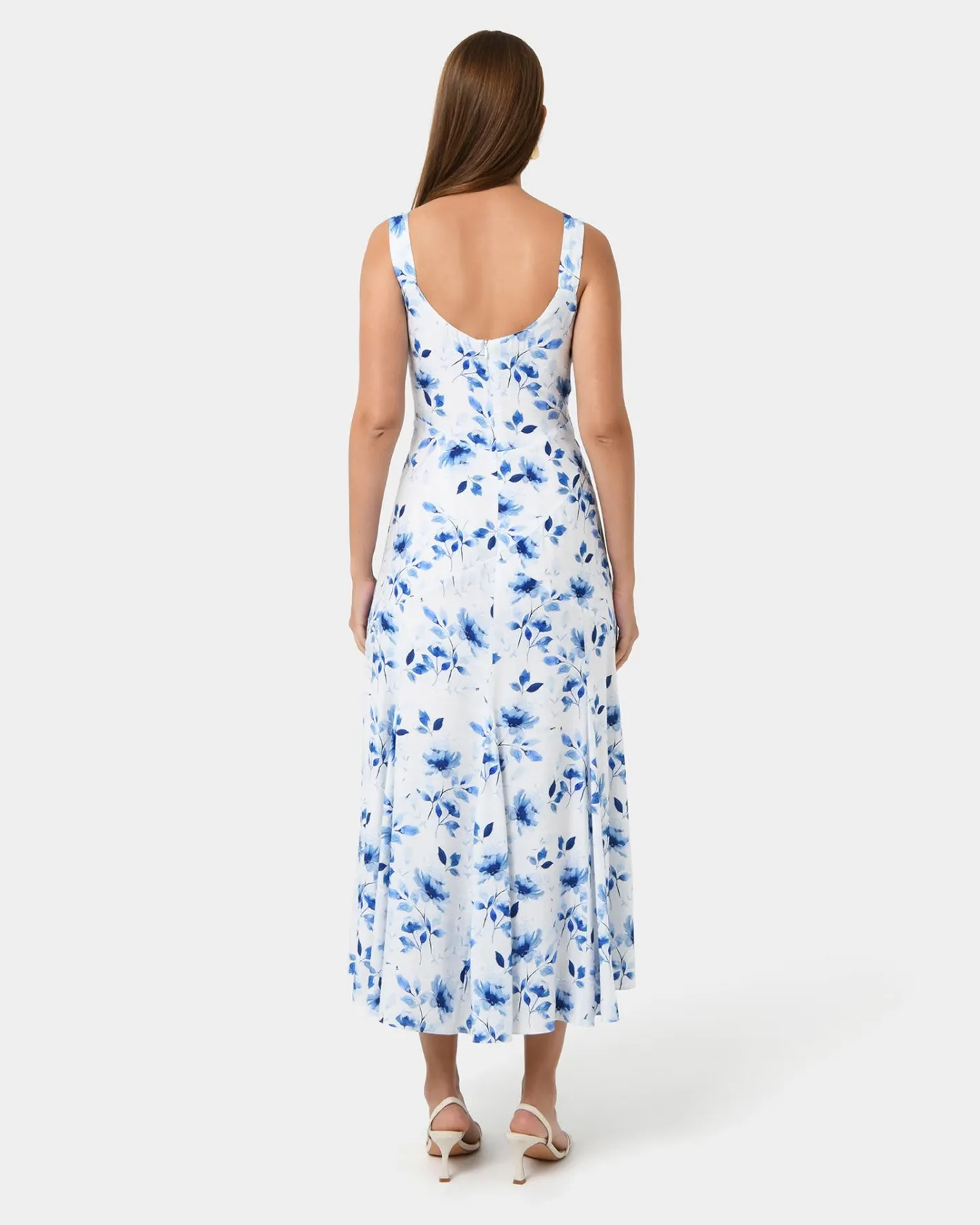 Forcast Tessie Godet Panel Dress Watercolour Clearance