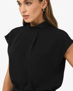 Forcast Tiara High Neck Shell Top Black Hot
