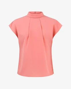 Forcast Tiara High Neck Shell Top Coral Blush Discount