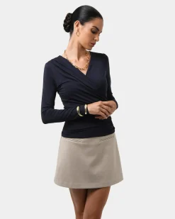 Forcast Tika Crossover Ruched Top Midnight Online
