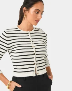 Forcast Tokyo Crop Cardigan Ivory & Black Best
