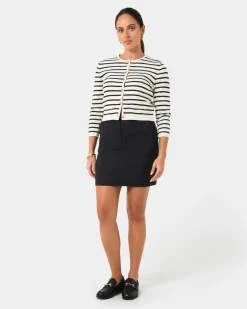 Forcast Tokyo Crop Cardigan Ivory & Black Best