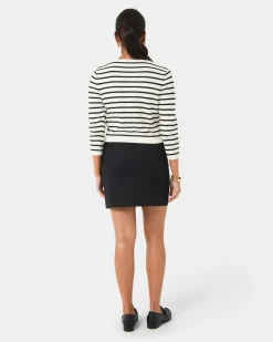 Forcast Tokyo Crop Cardigan Ivory & Black Best