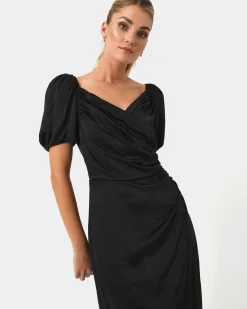 Forcast Trixie Front Crossover Dress Black Outlet