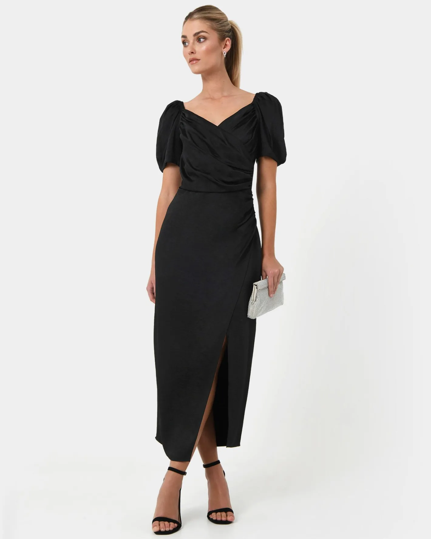 Forcast Trixie Front Crossover Dress Black Outlet