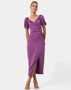 Forcast Trixie Front Crossover Dress Dark Violet Outlet