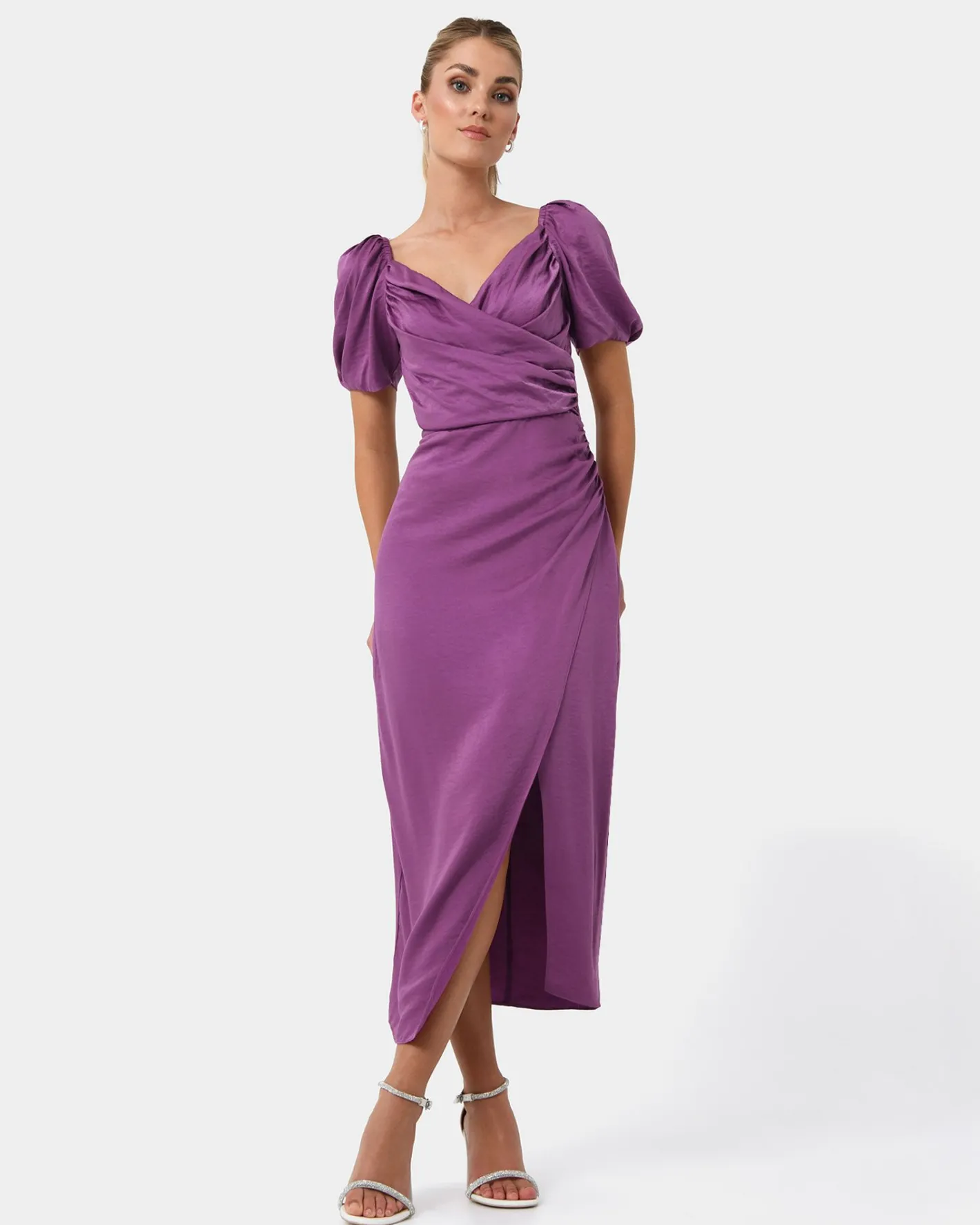 Forcast Trixie Front Crossover Dress Dark Violet Outlet