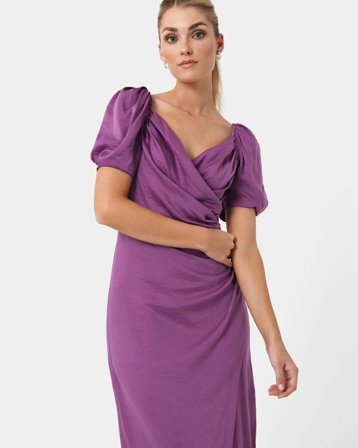 Forcast Trixie Front Crossover Dress Dark Violet Outlet