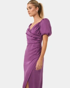 Forcast Trixie Front Crossover Dress Dark Violet Outlet