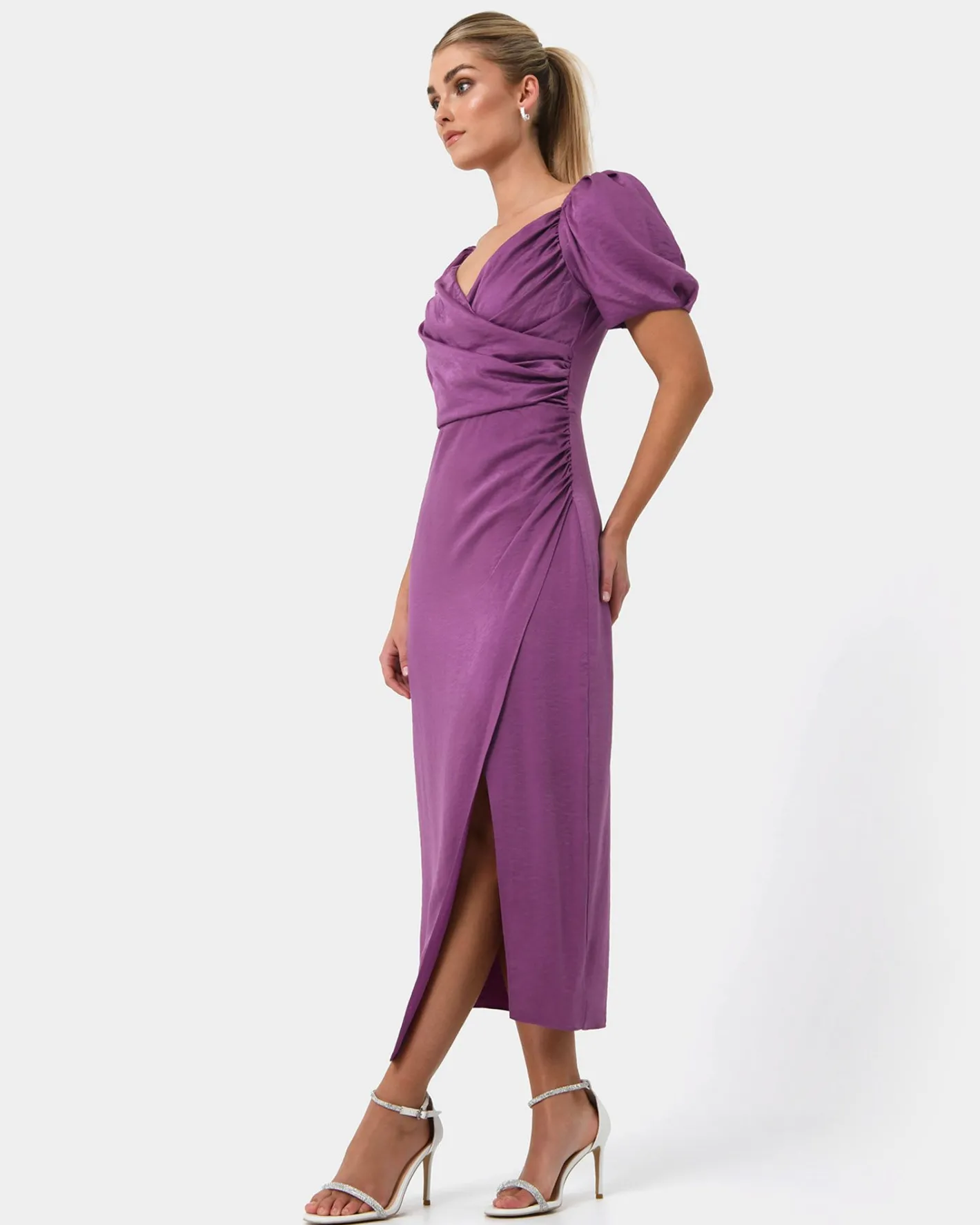 Forcast Trixie Front Crossover Dress Dark Violet Outlet