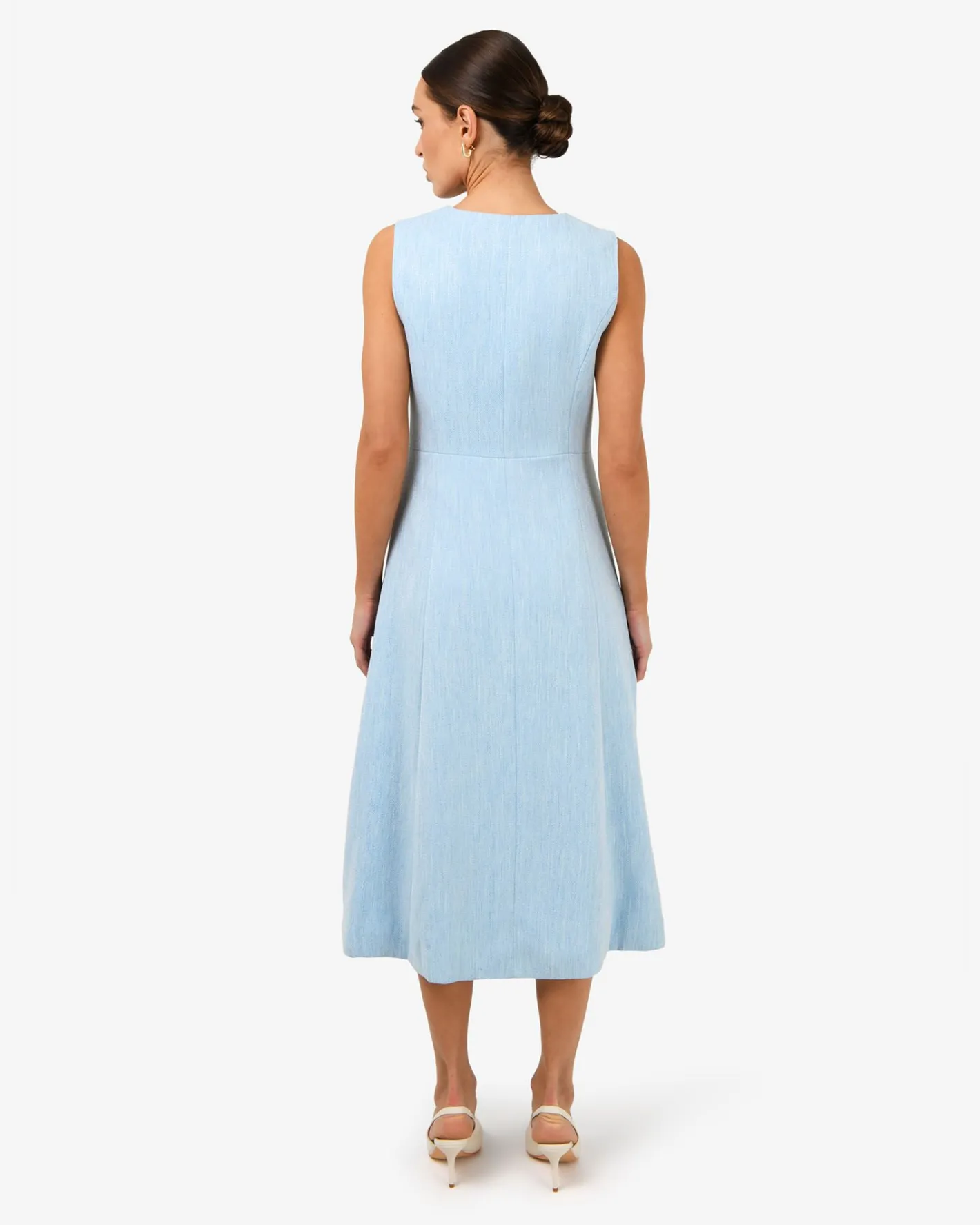 Forcast Valena Tweed Midi Dress Pastel Blue Discount