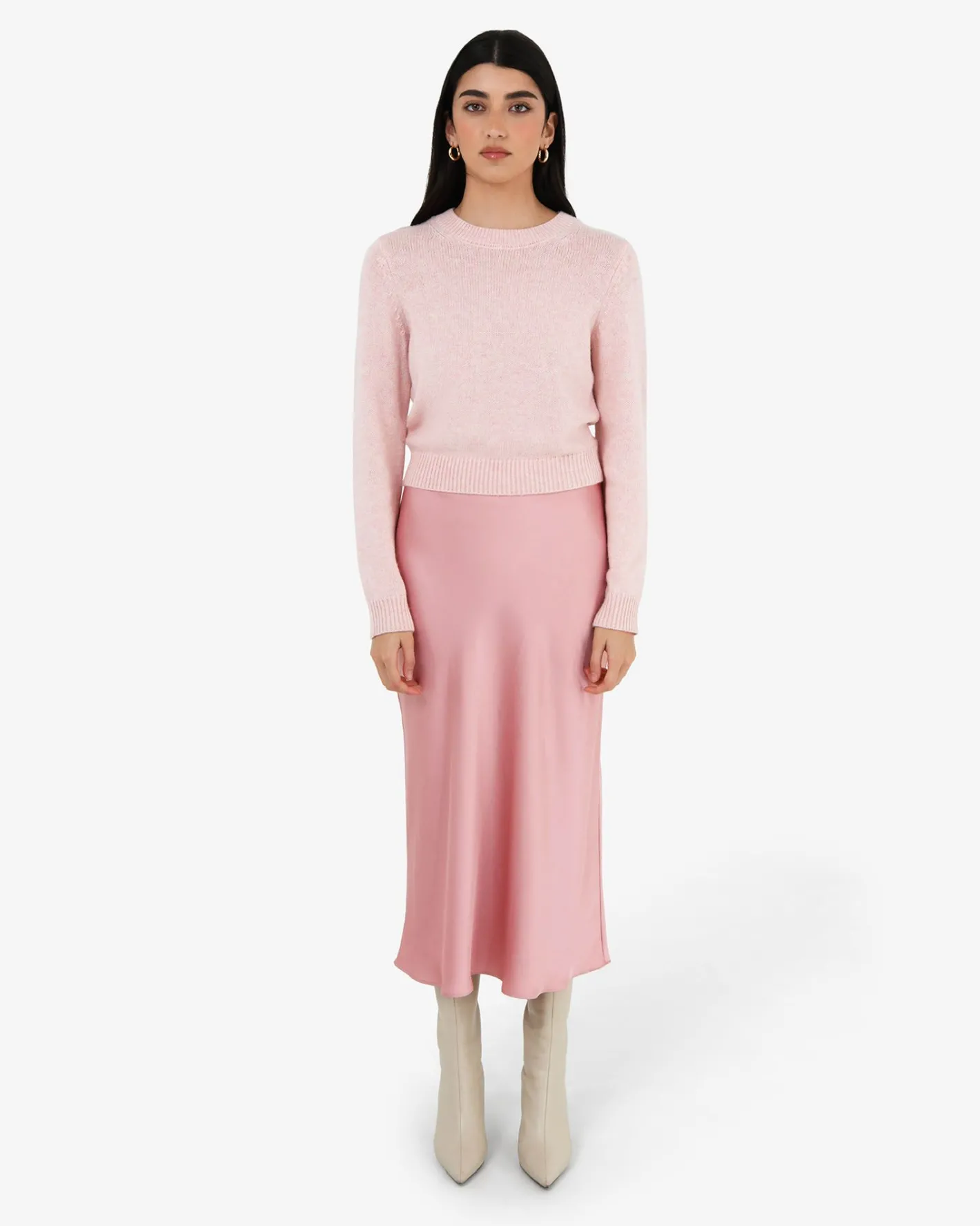 Forcast Valeria A-line Satin Skirt Pink Sale
