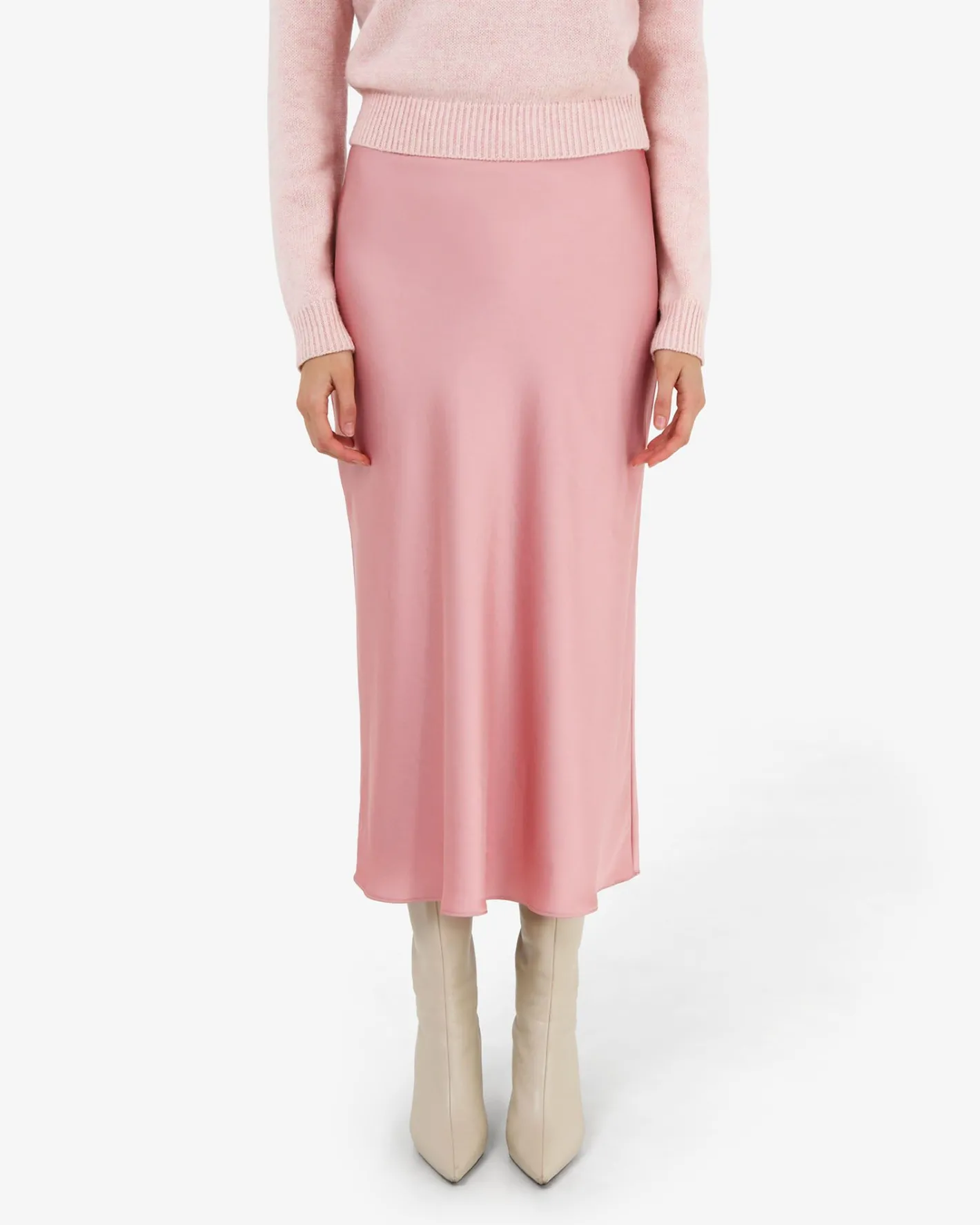 Forcast Valeria A-line Satin Skirt Pink Sale