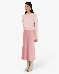 Forcast Valeria A-line Satin Skirt Pink Sale