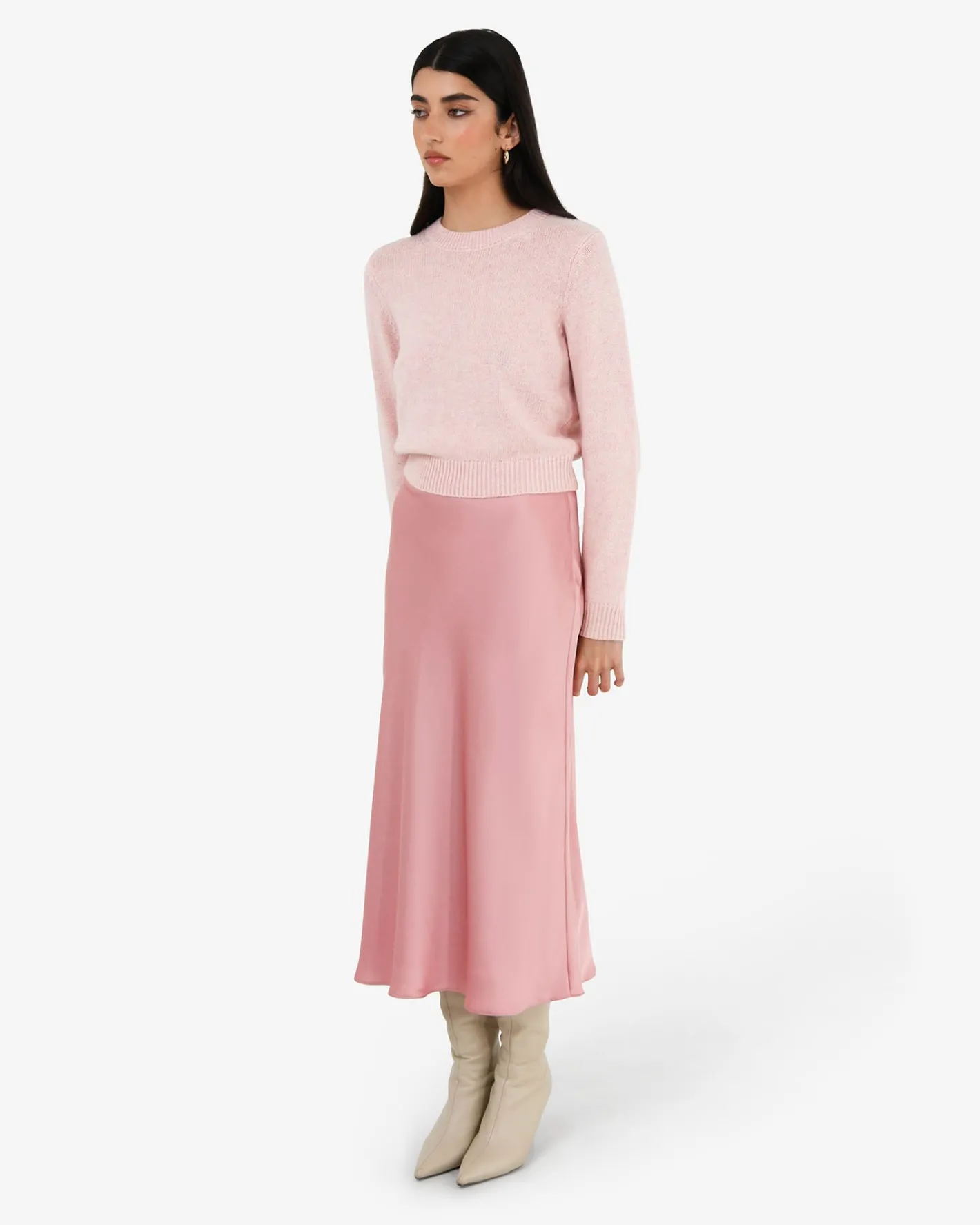 Forcast Valeria A-line Satin Skirt Pink Sale