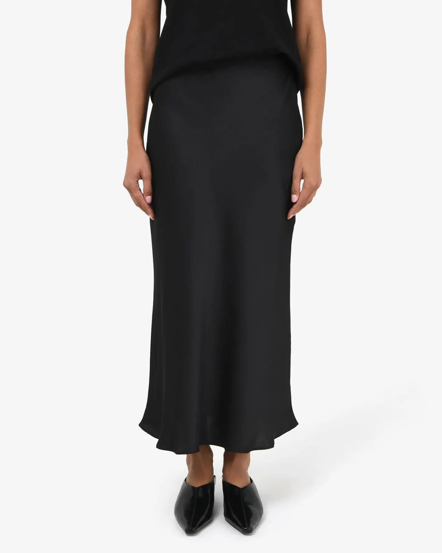 Forcast Valeria A-line Satin Skirt Black Online