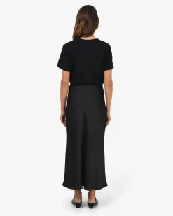 Forcast Valeria A-line Satin Skirt Black Online